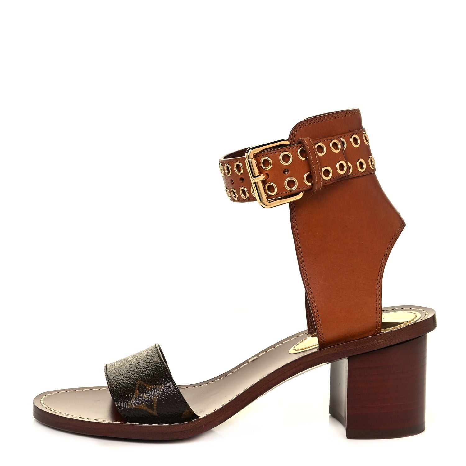Louis Vuitton Calfskin Monogram Passenger Sandals 37 Cognac 1 of 14