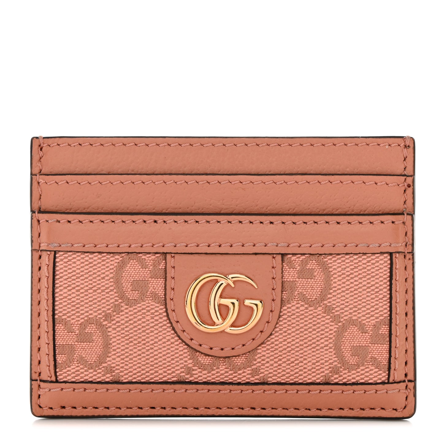 Monogram Textured Dollar Calfskin Ophidia Card Holder Cloche Rose Pink