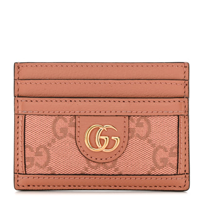 Gucci Monogram Textured Dollar Calfskin Ophidia Card Holder Cloche Rose Pink 1 of 6