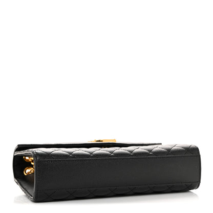 Saint Laurent Grain De Poudre Textured Mixed Matelasse Triquilt Medium Monogram Satchel Black 4 of 11