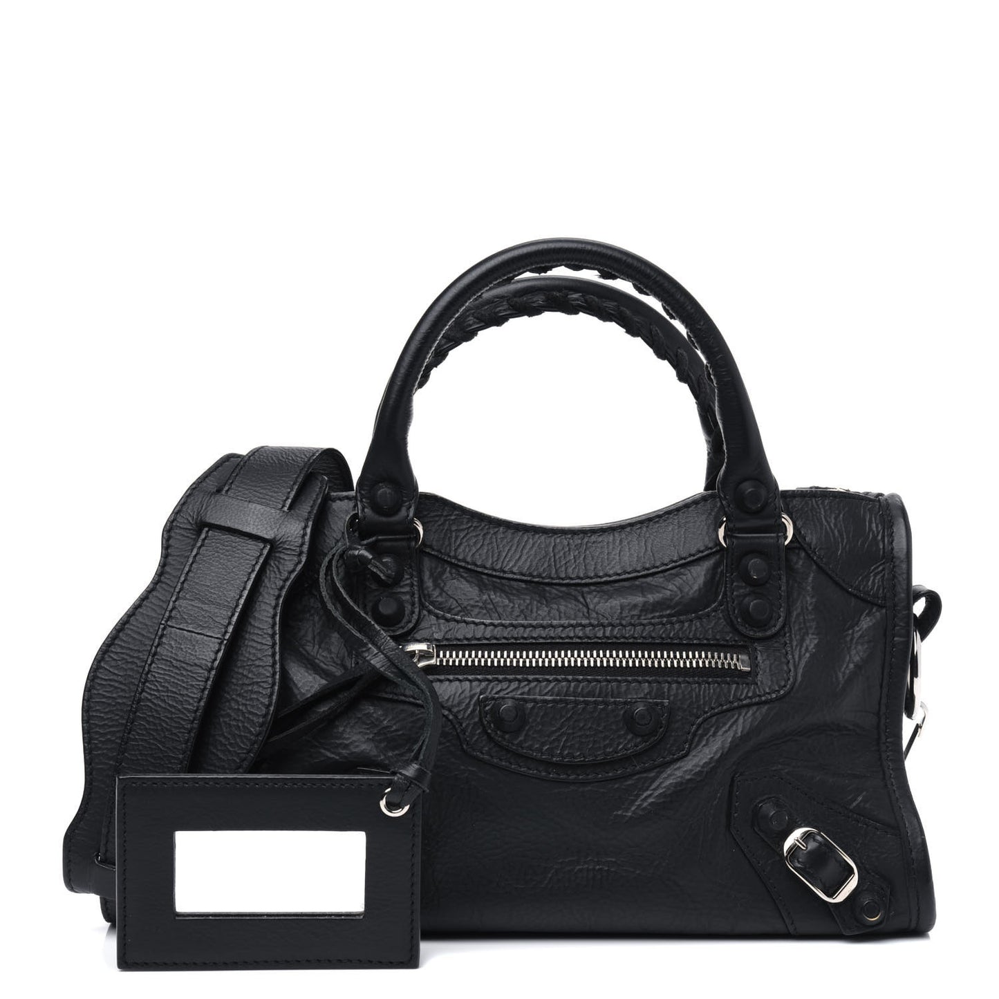 Matte Goatskin Rubber Covered Classic Hardware Mini City Black