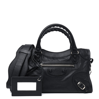 Balenciaga Matte Goatskin Rubber Covered Classic Hardware Mini City Black 1 of 18