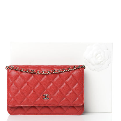 Chanel Caviar Quilted Wallet on Chain WOC Red 11 of 11