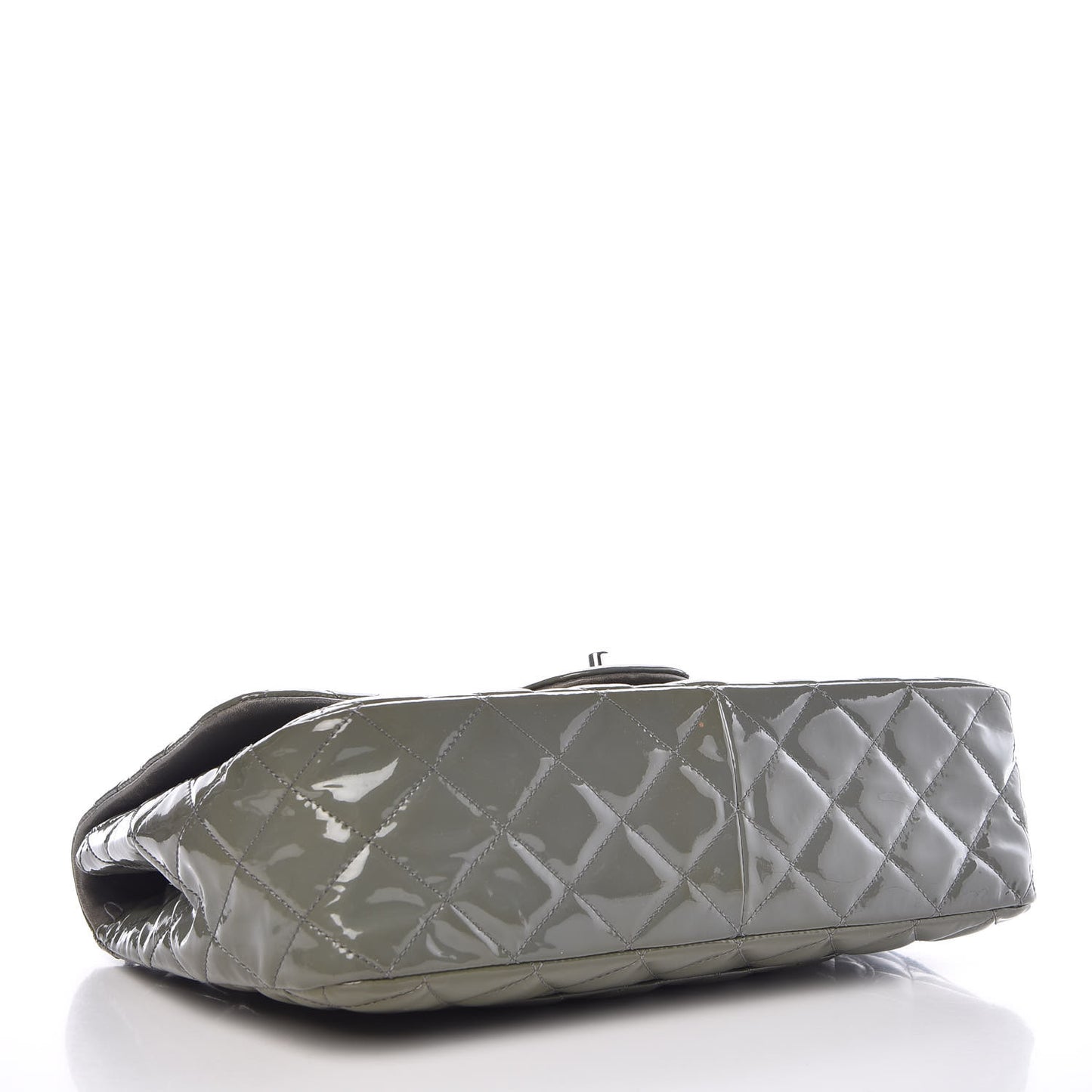 Patent Quilted Jumbo Single Flap Green