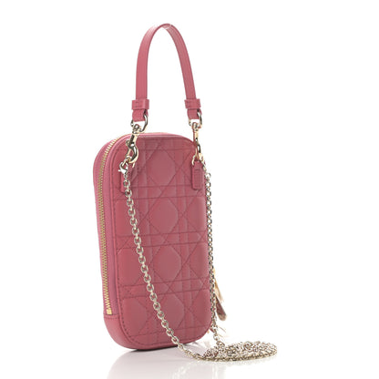 Christian Dior Lambskin Cannage Lady Dior Phone Holder Strawberry Pink 3 of 11