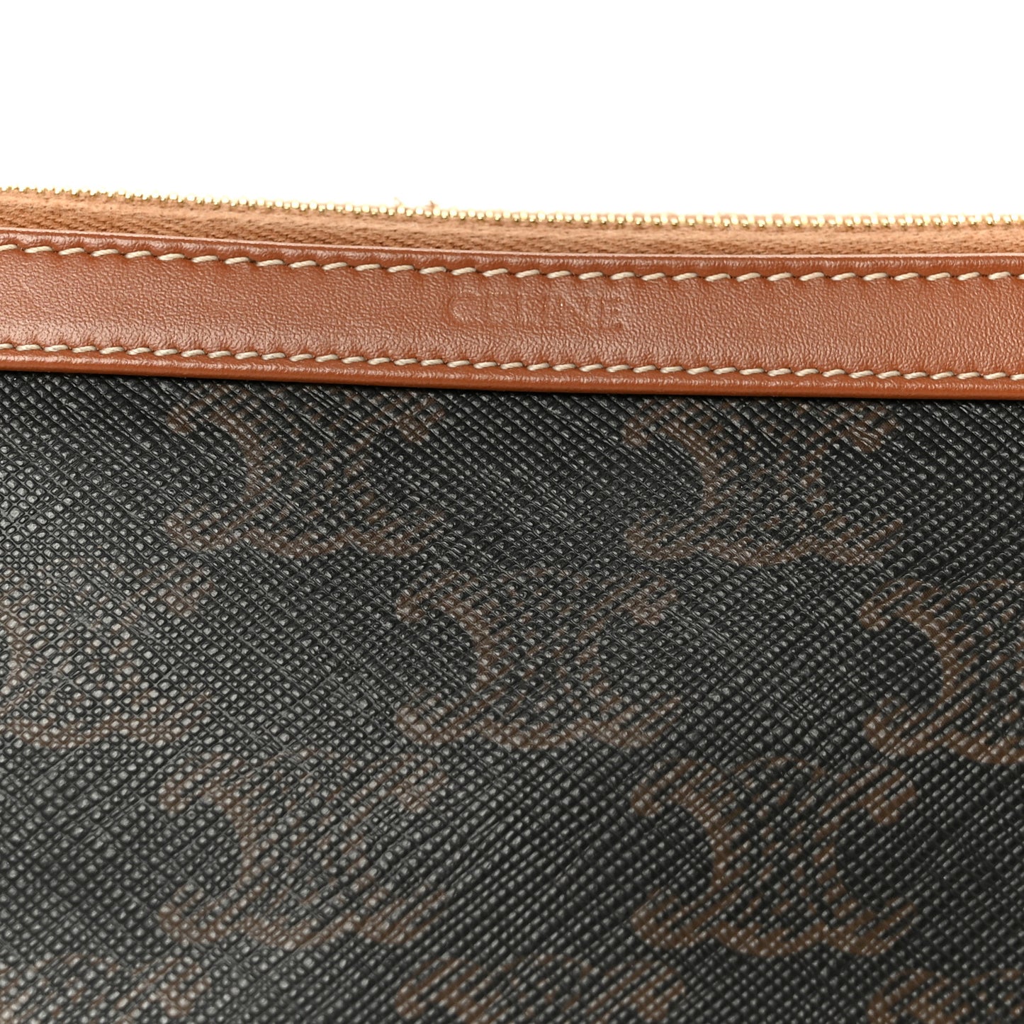 Triomphe Canvas Calfskin Small Cosmetic Pouch Tan