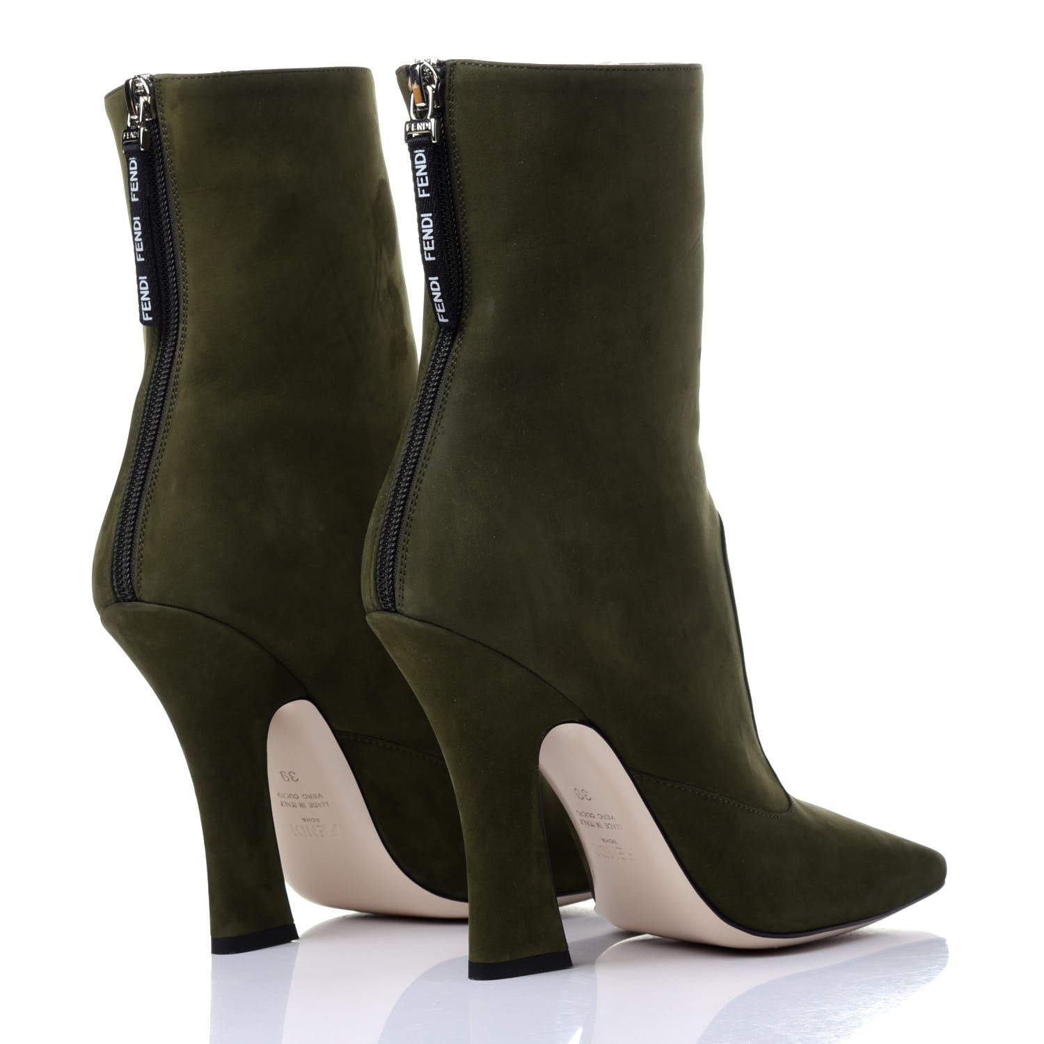 Fendi Suede FFreedom High Heel Ankle Boots 39 Green 4 of 11