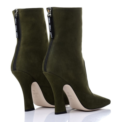 Fendi Suede FFreedom High Heel Ankle Boots 39 Green 4 of 11