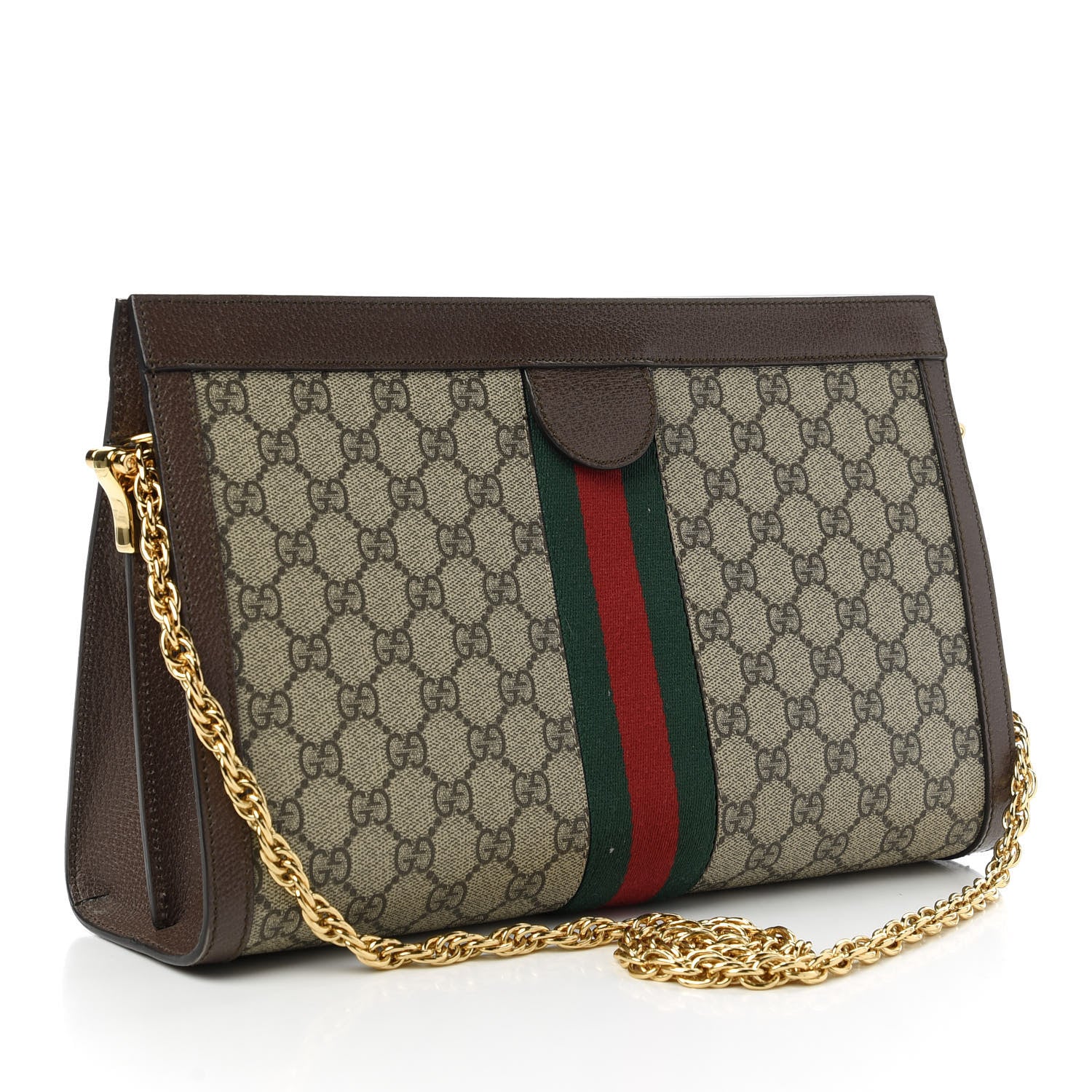 Gucci GG Supreme Monogram Web Medium Ophidia Chain Shoulder Bag Brown 3 of 10