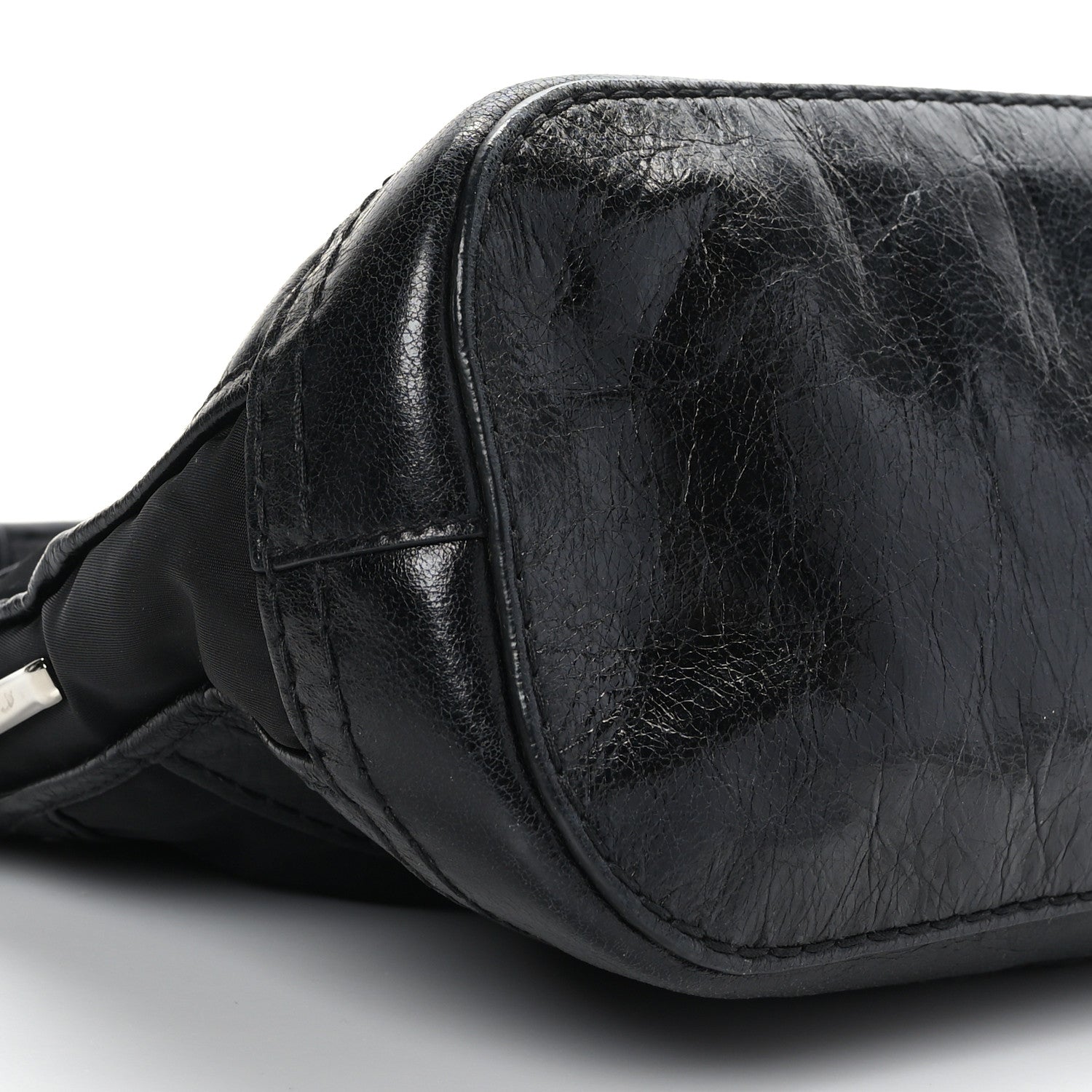 Prada Glace Calf Tessuto Nylon Shoulder Bag Black 6 of 7
