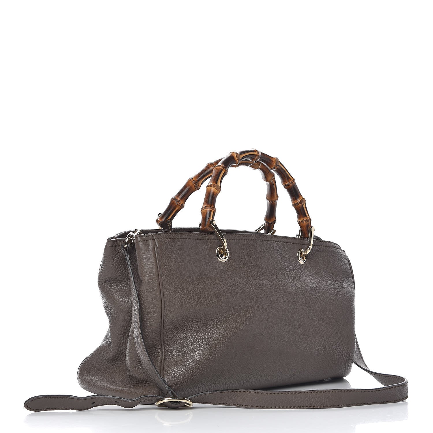 Gucci Cellarius Calfskin Medium Bamboo Shopper Tote Grey Field 3 of 10