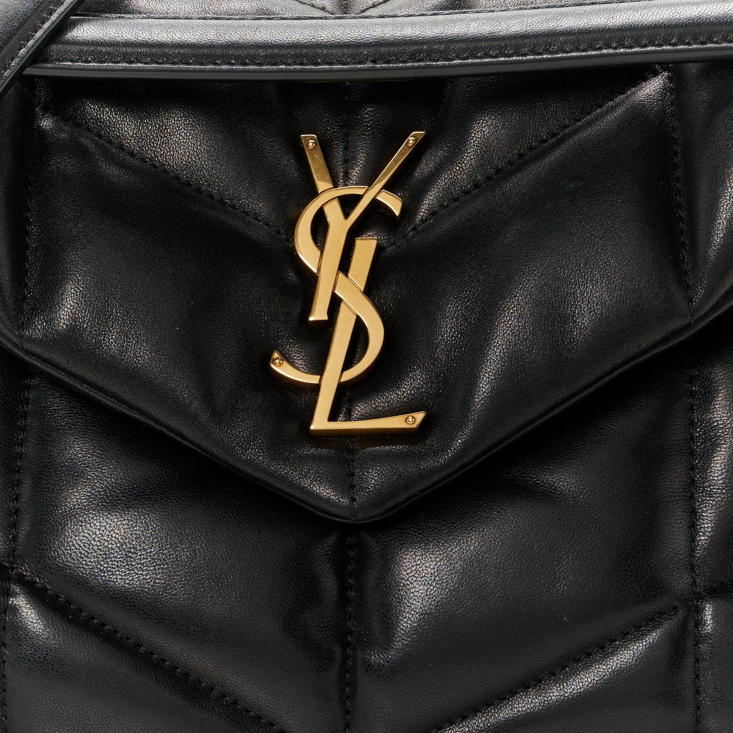 Saint Laurent Lambskin Quilted Small Loulou Puffer Monogram Chain Satchel Black 9 of 11