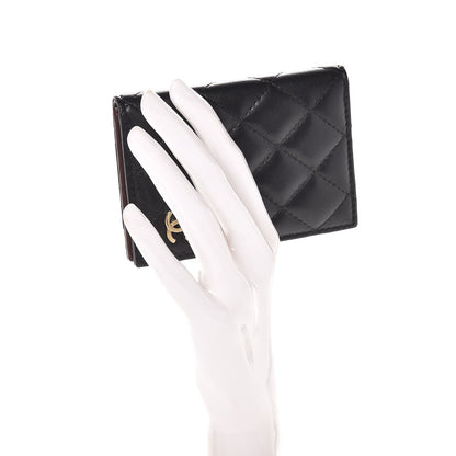 Chanel Lambskin Quilted Card Holder Wallet Black 2 of 8
