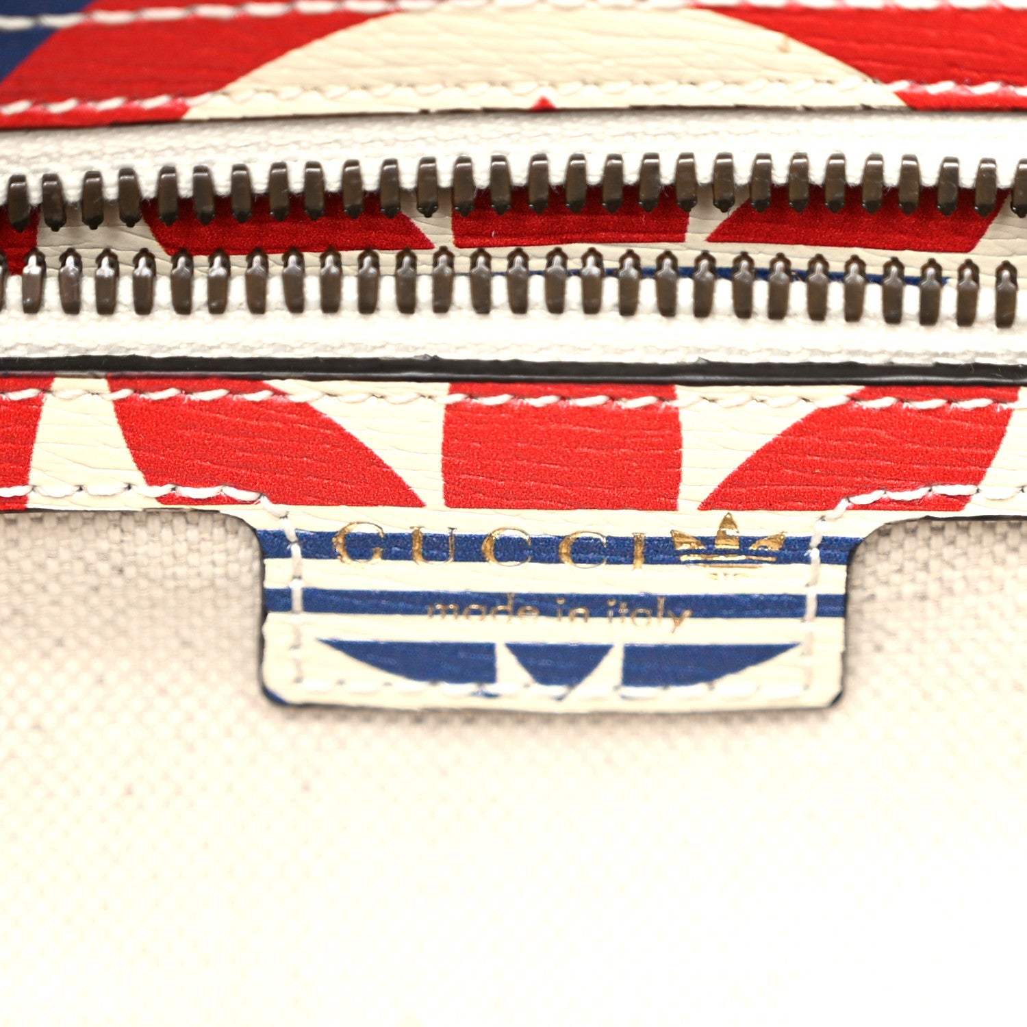 Gucci X ADIDAS Shangai Calfskin Web Trefoil Interlocking G Mini Duffle Bag Red White Blue 6 of 11