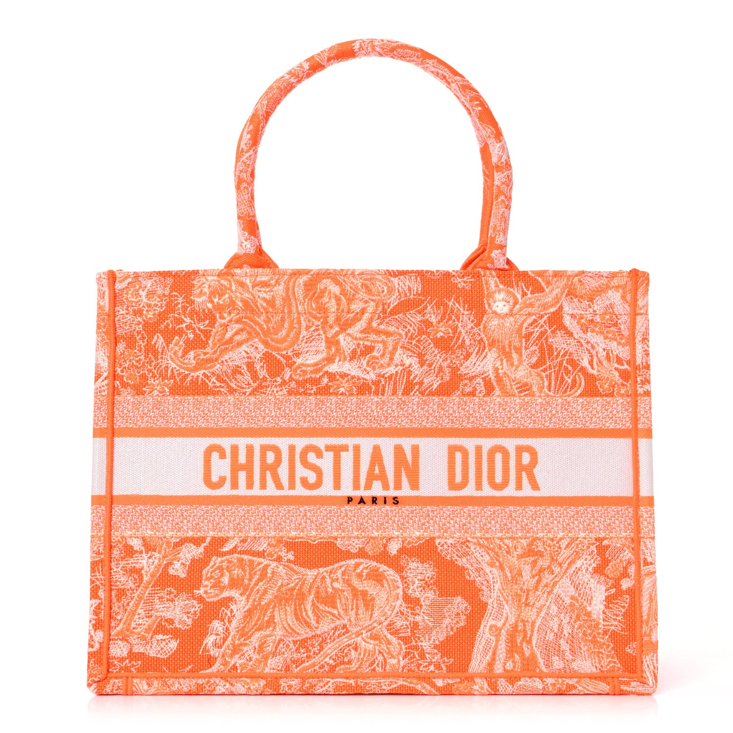 Christian Dior Canvas Embroidered Medium Dioriviera Toile De Jouy Book Tote Orange 1 of 12