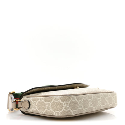 Gucci GG Supreme Monogram Textured Dollar Calfskin Web Mini Ophidia Envelope Shoulder Bag Beige Mystic White Oatmeal 4 of 11