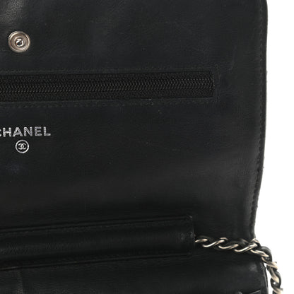 Chanel Distressed Patent Calfskin Quilted Reissue Wallet On Chain WOC Black 13 of 14
