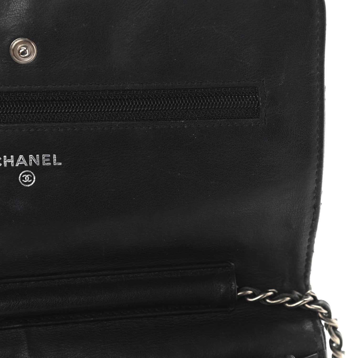 Chanel Distressed Patent Calfskin Quilted Reissue Wallet On Chain WOC Black 13 of 14