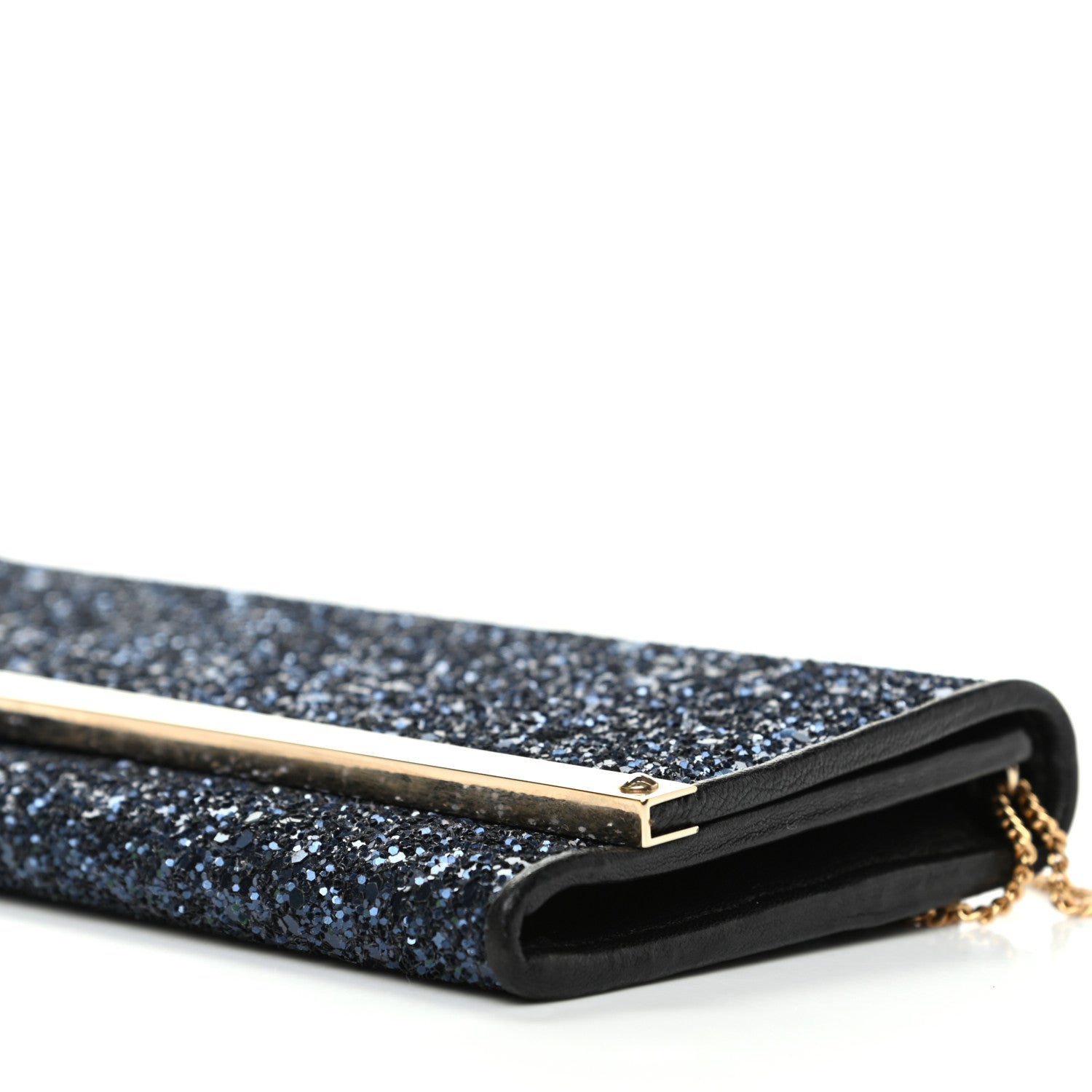 Jimmy Choo Glitter Milla Wallet on Chain Navy 8 of 10