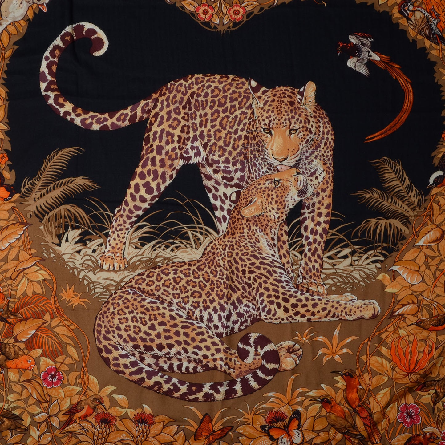 Cashmere Silk Jungle Love Scarf 140 Black