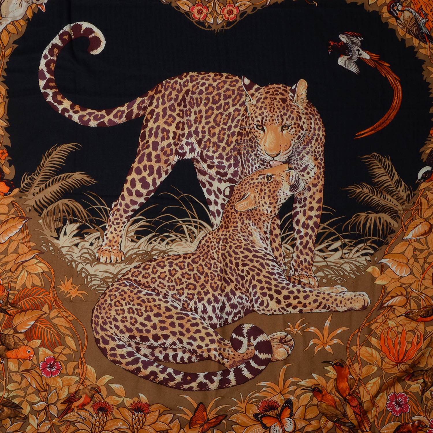 Hermes Cashmere Silk Jungle Love Scarf 140 Black 1 of 15