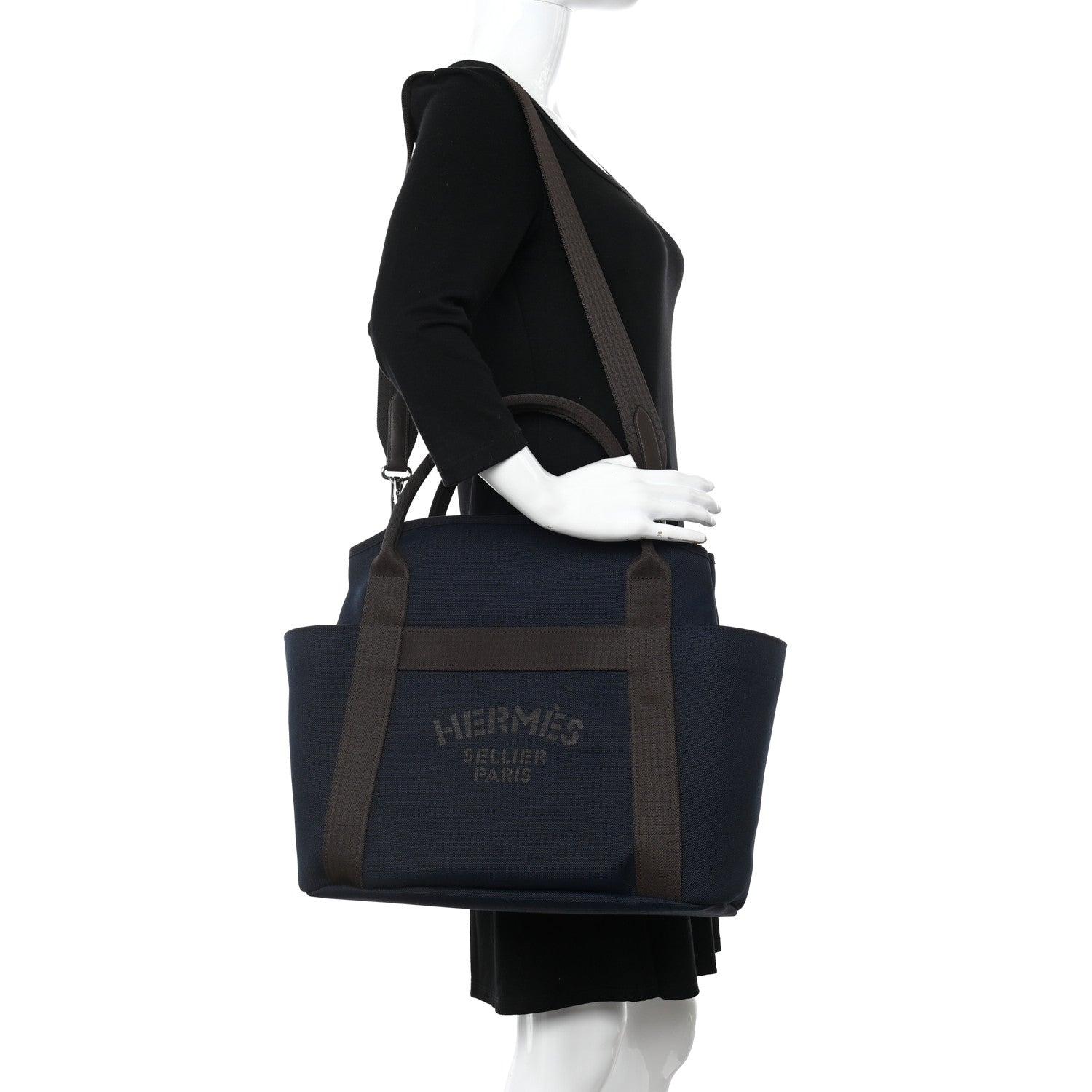 Hermes Toile Sac De Pansage Groom Bleu Navy Feu 2 of 13