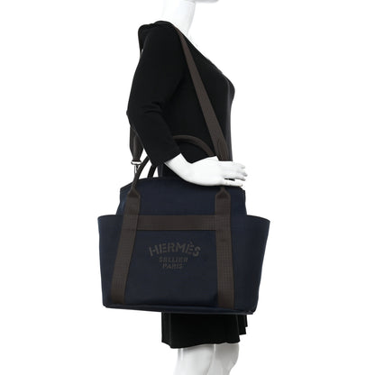 Hermes Toile Sac De Pansage Groom Bleu Navy Feu 2 of 13