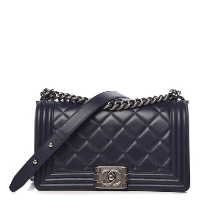 Chanel Calfskin Quilted Medium Boy Flap Navy Blue 1 of 11
