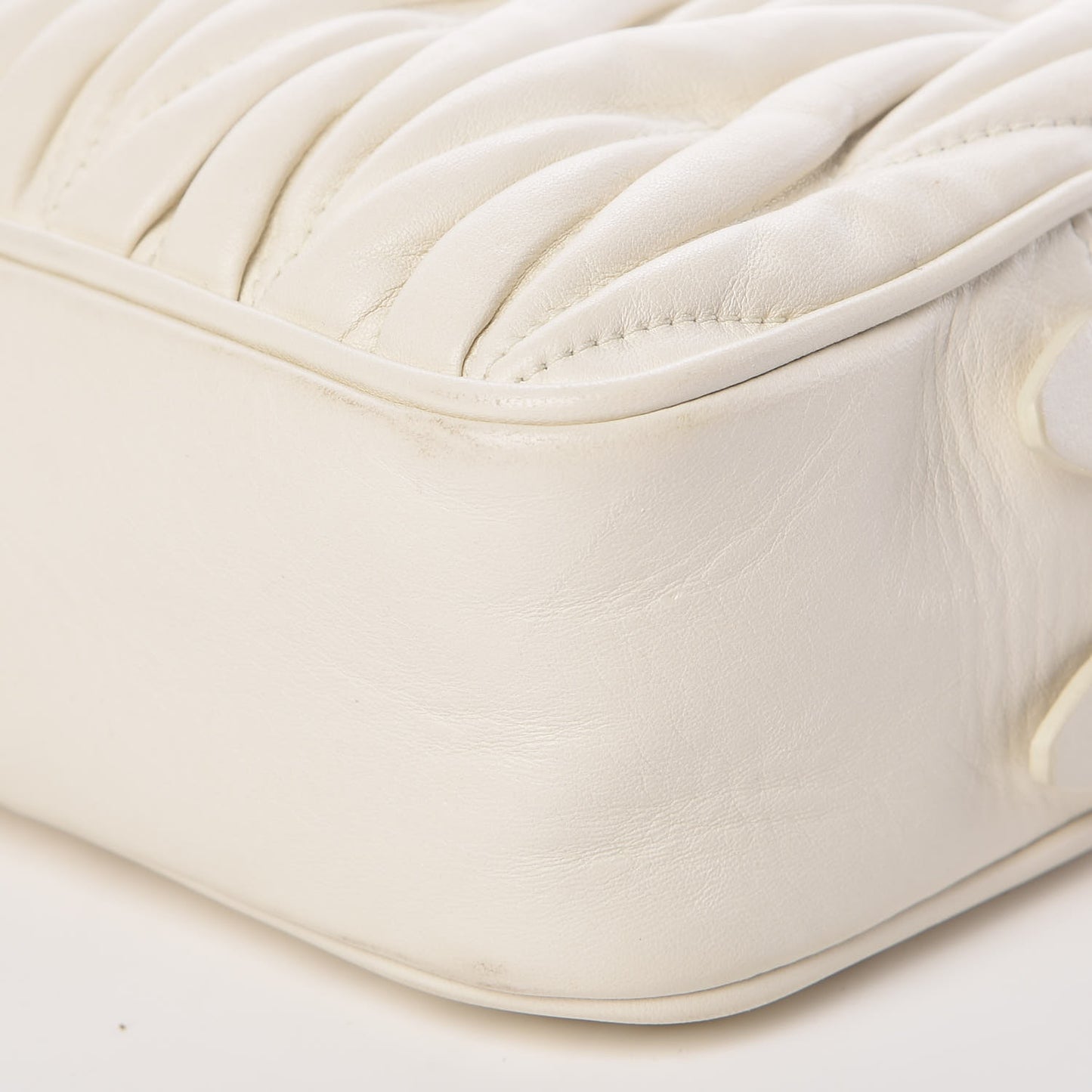 Nappa Matelasse Double Zip Chain Shoulder Bag White