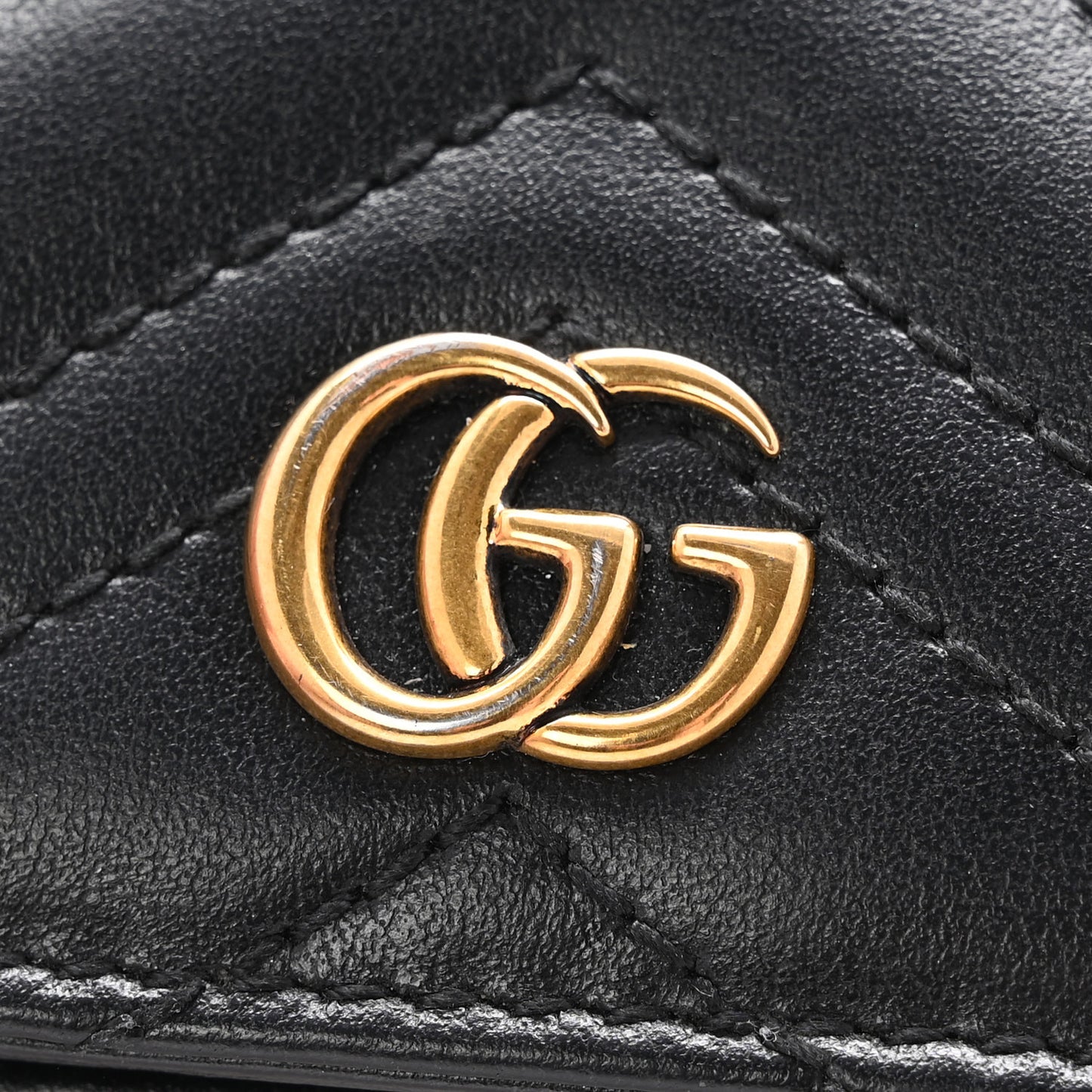 Calfskin Matelasse GG Marmont Card Case Wallet Black