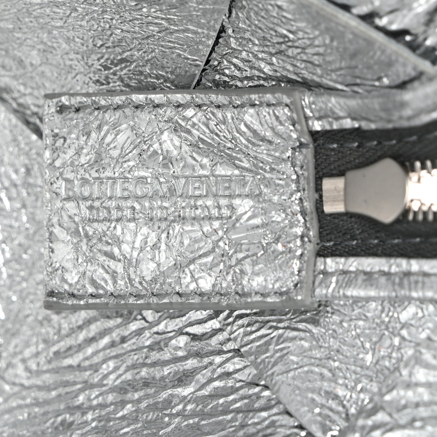 Bottega Veneta Metallic Crinkled Lambskin Maxi Intrecciato Small Cassette Camera Bag Silver 6 of 9