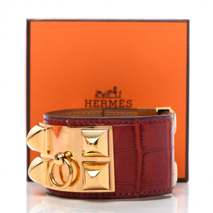 Hermes Shiny Alligator Collier De Chien CDC Bracelet S Rouge H 9 of 9
