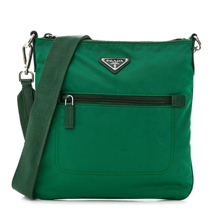 Prada Tessuto Nylon Saffiano Flat Messenger Bag Oleandro 1 of 12