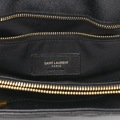 Saint Laurent Grain De Poudre Matelasse Chevron Monogram Shopping Bag Black 6 of 9