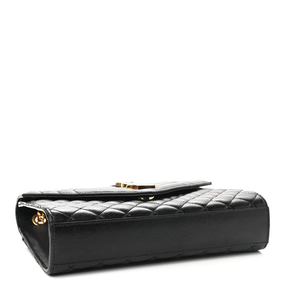 Saint Laurent Grain De Poudre Textured Mixed Matelasse Triquilt Medium Monogram Satchel Black 4 of 8