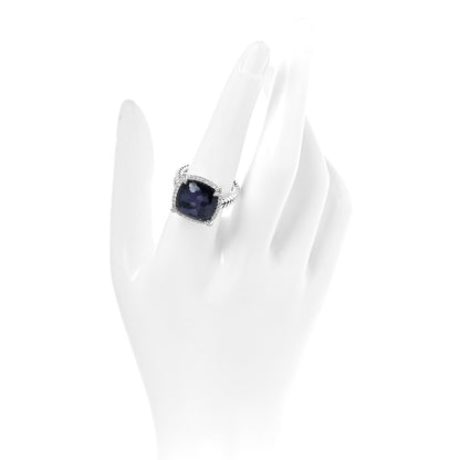 David Yurman Sterling Silver Diamond Black Orchid 14mm Chatelaine Pave Bezel Ring 57 8 2 of 5