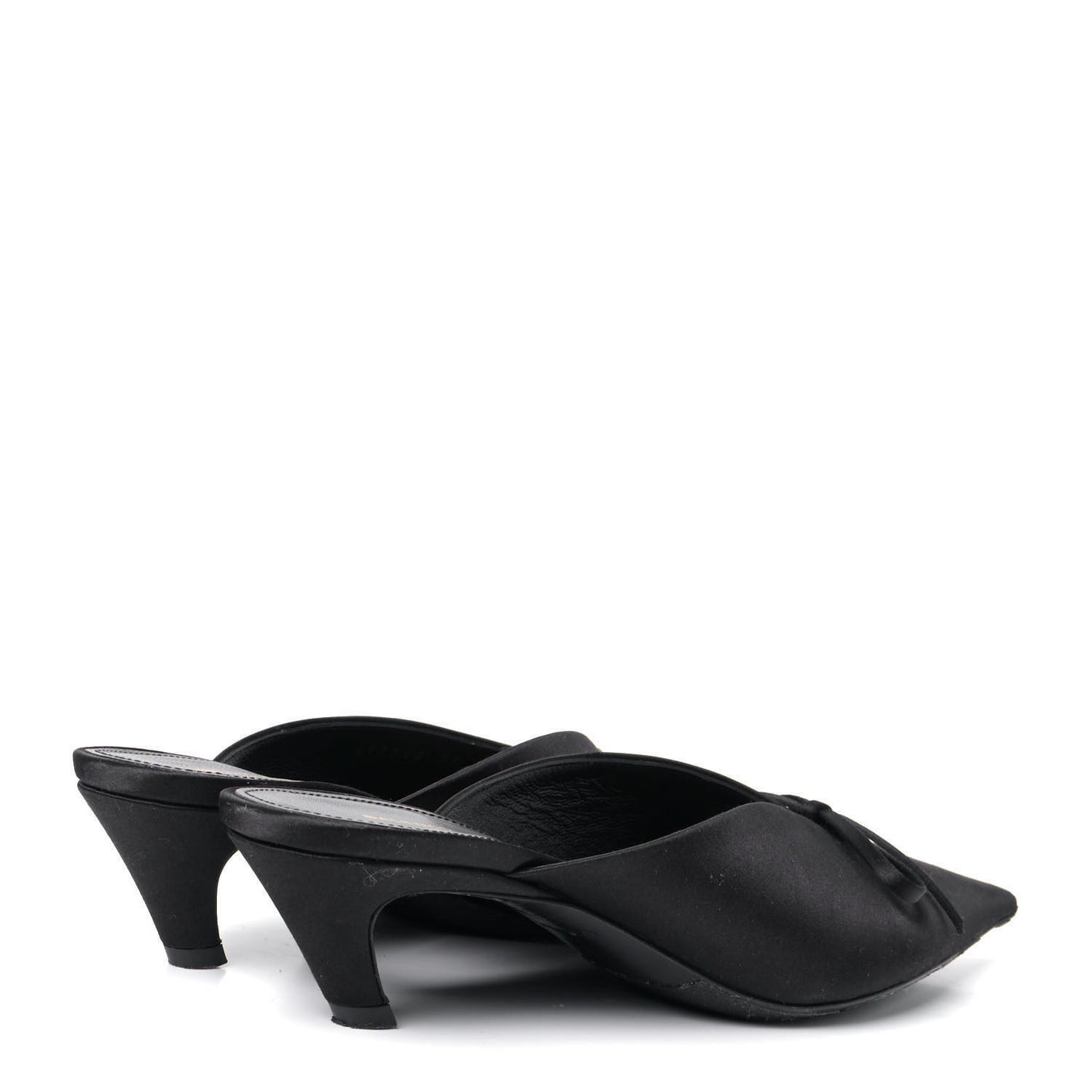 Satin Pointed Toe Knife Mules 39 Black