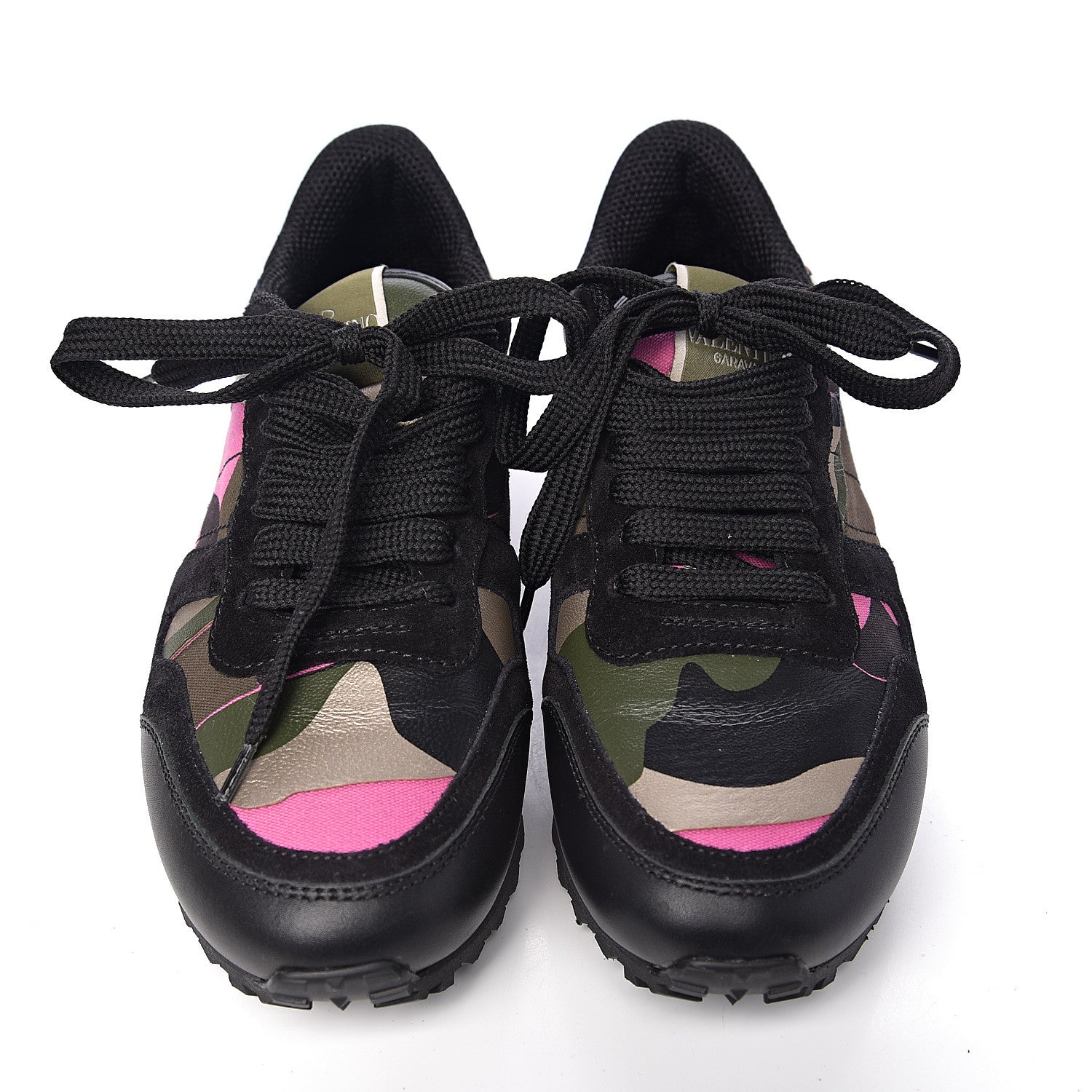 Valentino Garavani Nappa Fabric Suede Camouflage Womens Rockrunner Sneakers 35 Hot Pink 8 of 11