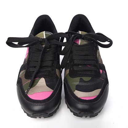 Valentino Garavani Nappa Fabric Suede Camouflage Womens Rockrunner Sneakers 35 Hot Pink 8 of 11