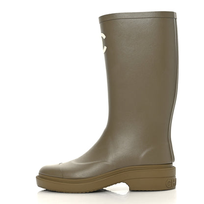 Chanel Caoutchouk CC High Boots 35 Dark Beige 1 of 8
