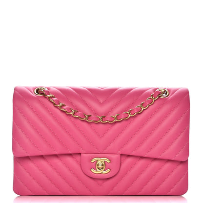 Chanel Lambskin Chevron Quilted Medium Double Flap Pink 1 of 8