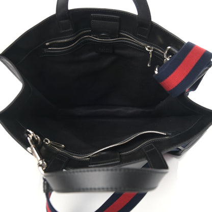 Gucci Soft GG Supreme Monogram Appia Calfskin Web Vertical Tote Black 5 of 15