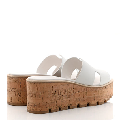 Hermes Calfskin Cork Eze 30 Sandals 39 White 4 of 9