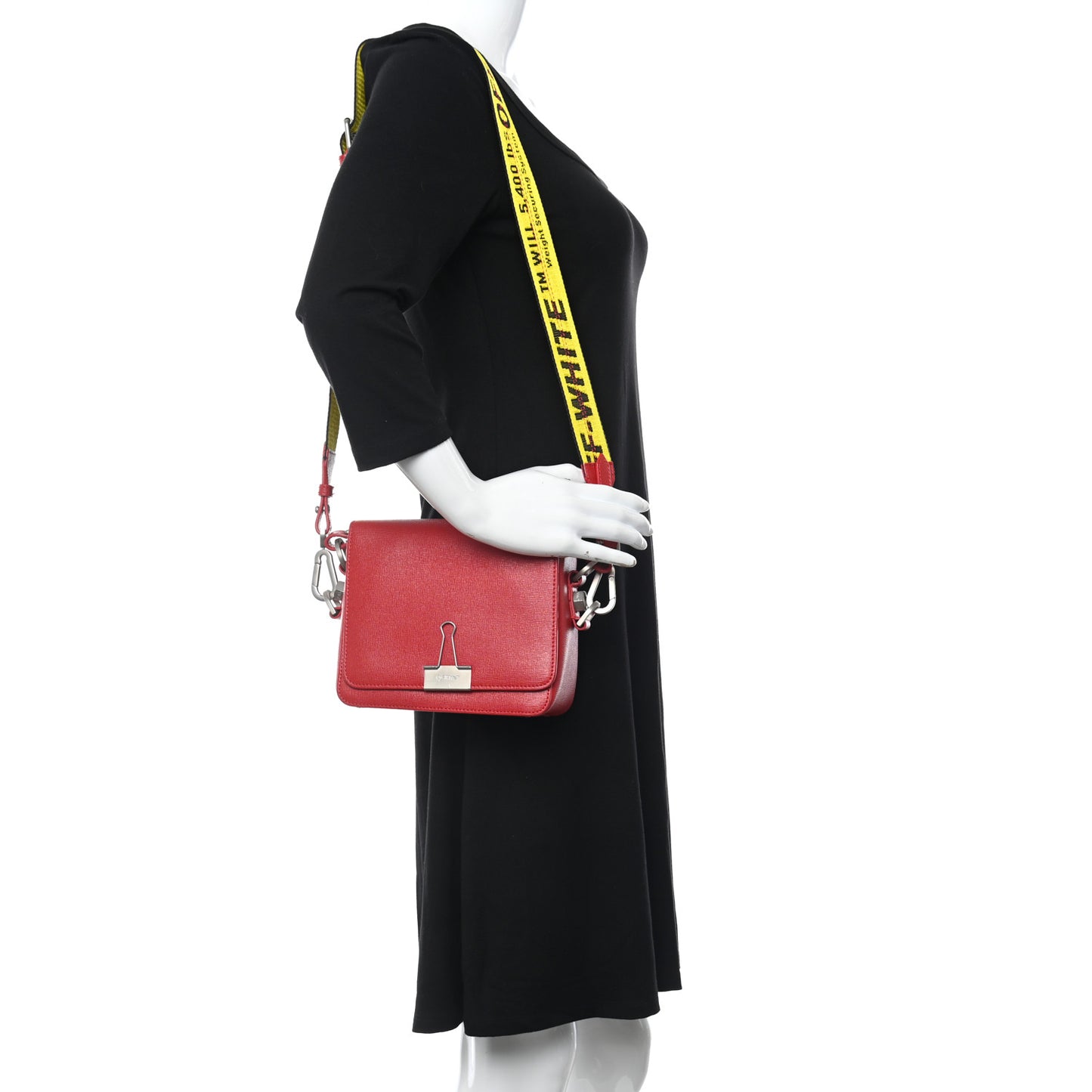 Calfskin Binder Clip Bag Red