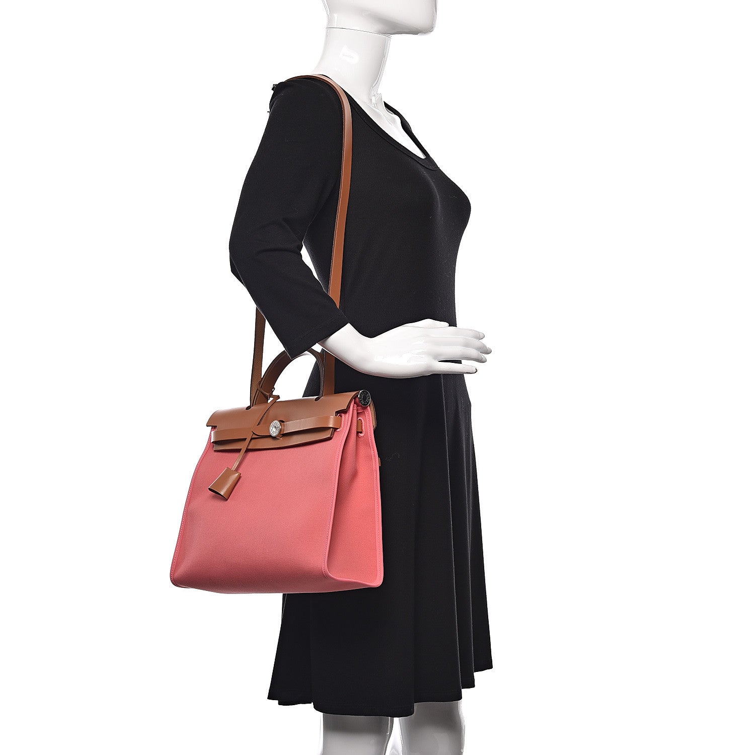 Hermes Vache Hunter Toile Herbag Zip 31 PM Rose Azalee Natural 2 of 10