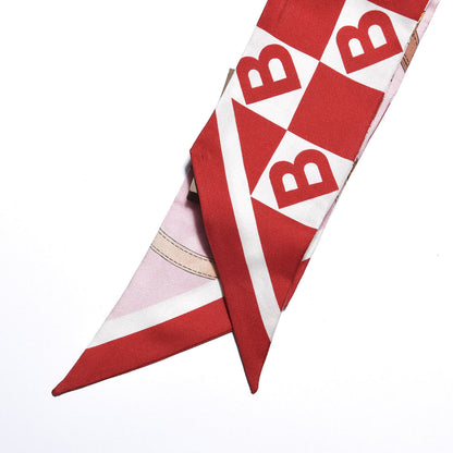 Burberry Silk B Motif Archive Print Skinny Scarf Bright Red 3 of 4