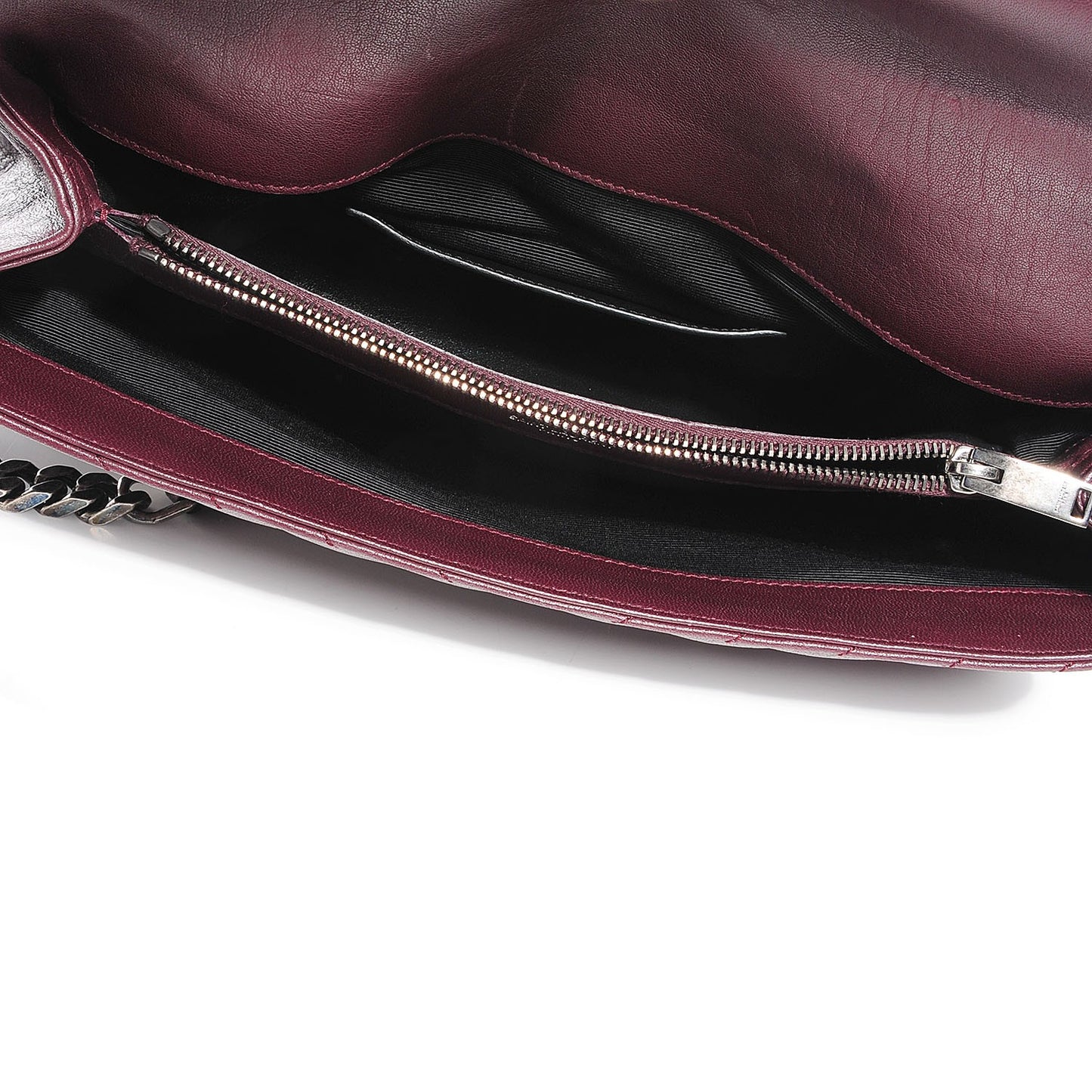Sheepskin Matelasse Chevron Monogram Large College Satchel Bordeaux