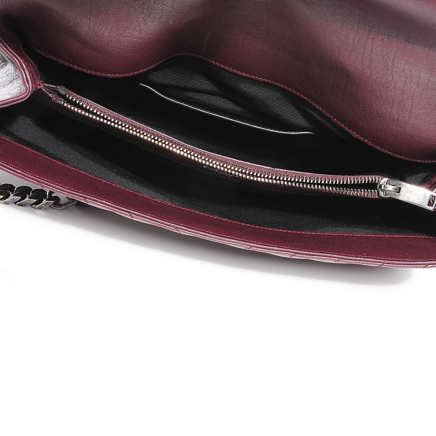 Saint Laurent Sheepskin Matelasse Chevron Monogram Large College Satchel Bordeaux 8 of 8