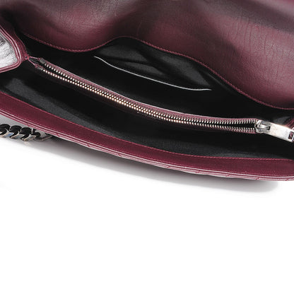Saint Laurent Sheepskin Matelasse Chevron Monogram Large College Satchel Bordeaux 8 of 8