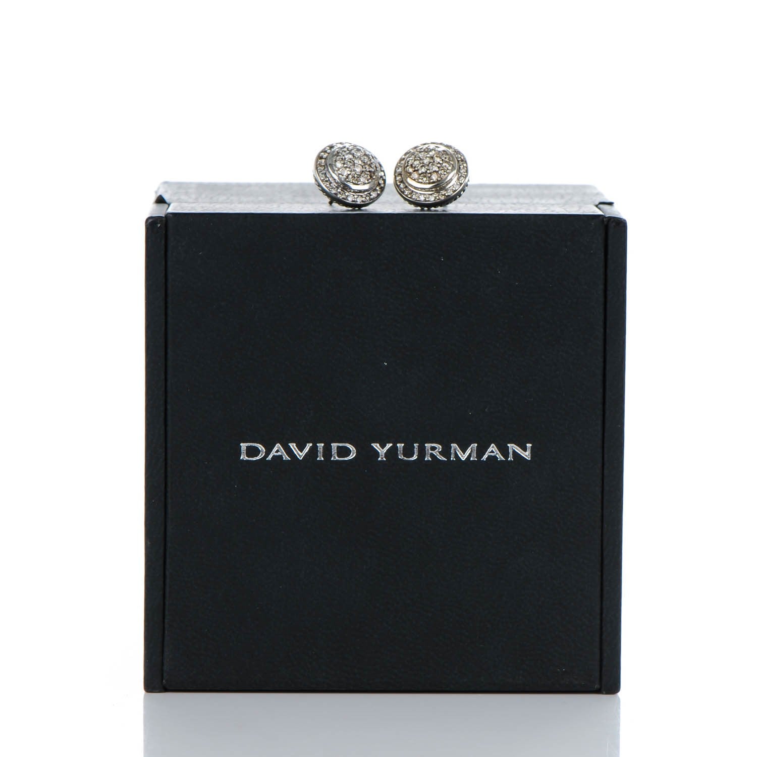 David Yurman Sterling Silver Pave Diamond 8mm Cerise Earrings 5 of 5